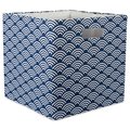 Design Imports 11 in x 11 in x 11 in Waves Square Polyester Storage Cube, Nautical Blue CAMZ36638